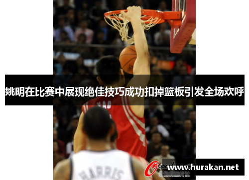 姚明在比赛中展现绝佳技巧成功扣掉篮板引发全场欢呼